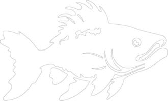 coelacanth schets silhouet vector