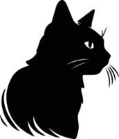 Brits kort haar kat silhouet portret vector