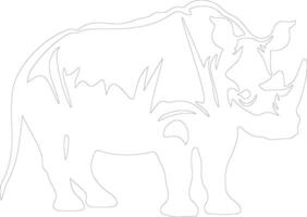 wit neushoorn schets silhouet vector