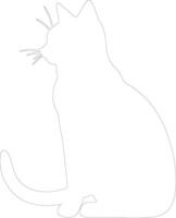 Russisch wit zwart en gestreept kat schets silhouet vector
