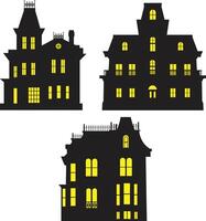 3 halloween achtervolgd huizen vector