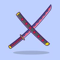 vrij vector schattig tekenfilm katana zwaard kunst ontwerp, vector illustratie