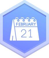 21e van februari veelhoek icoon vector