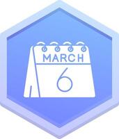 6e van maart veelhoek icoon vector