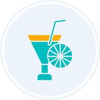 cocktail glyph twee kleur cirkel icoon vector