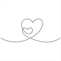 valentijnsdag dag hart vorm doorlopend single lijn kunst tekening schets vector