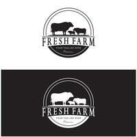 wijnoogst biologisch dier boerderij logo premie retro silhouet voor bedrijf, vee, etiketten en insignes. vector