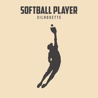 softbal speler zwart silhouet vector