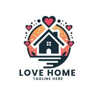 liefde huis liefde huis concept echt landgoed gebouw logo ontwerp sjabloon vector