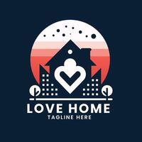 liefde huis liefde huis concept echt landgoed gebouw logo ontwerp sjabloon vector