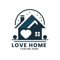 liefde huis liefde huis concept echt landgoed gebouw logo ontwerp sjabloon vector