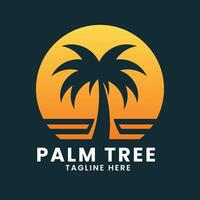 zonsondergang zee oceaan strand logo ontwerp.palm boom logo ontwerp vector.golf logo ontwerp.blad boom logo ontwerp vector