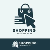 online boodschappen doen zak e-commerce logo ontwerp vector