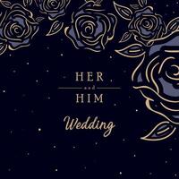 gebakje gekleurde bruiloft uitnodigend kaart met bloemen schets vector