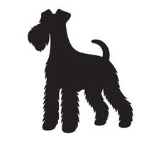 zwart en wit airedale terriër silhouet. vector illustratie.