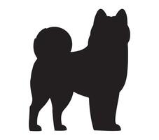 zwart en wit akita silhouet. vector illustratie.