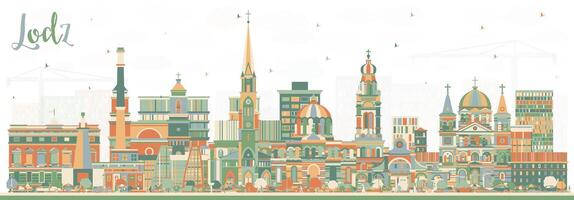 lodz Polen stad horizon met kleur gebouwen. illustratie. lodz stadsgezicht met oriëntatiepunten. bedrijf reizen en toerisme concept met historisch architectuur. vector