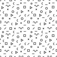 meetkundig vector patroon met zwart en wit. het formulier een driehoek, een lijn, een cirkel. hipster mode Memphis stijl.