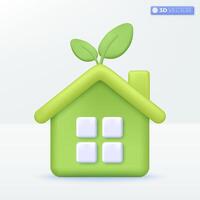 3d huis ecologie icoon symbool. modieus slim huis, echt landgoed, lening, hypotheek, terug concept. 3d vector geïsoleerd illustratie ontwerp. 3d vector geïsoleerd illustratie, tekenfilm pastel minimaal stijl.