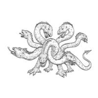 herensuge een mythische draak in de Baskische mythologie met zeven koppen in de vorm van een slangentekening vector