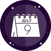 9e van juli solide badges icoon vector