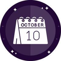 10e van oktober solide badges icoon vector