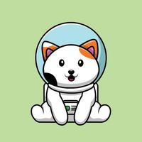 schattige kat astronaut zittend vector