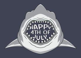 agressief haai hoofd, haai met Open mond, haai onafhankelijkheid dag, 4e van juli, onafhankelijkheid dag vector