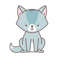 schattig wolf in kawaii stijl. schattig dieren in kawaii stijl. tekeningen voor kinderen. geïsoleerd vector illustratie