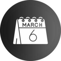 6e van maart solide zwart icoon vector