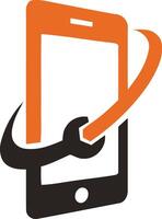 mobiel reparatie logo sjabloon in een modern minimalistische stijl vector