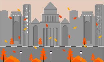 stad straat van de herfst stad illustratie vector