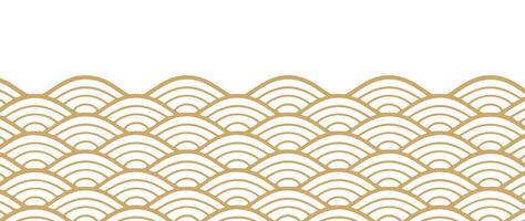 Japans goud Golf achtergrond vector. behang ontwerp met goud en wit oceaan Golf patroon achtergrond. modern luxe oosters illustratie voor omslag, banier, website, decor, grens. vector