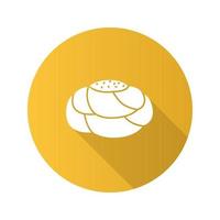 gebak brood plat ontwerp lange schaduw glyph pictogram. zoet deeg. luxe brood. vector silhouet illustratie