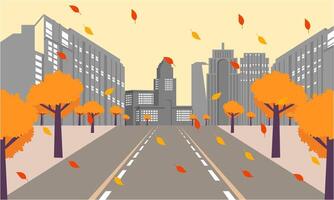 stad straat van de herfst stad illustratie vector