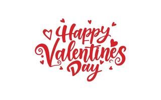 gelukkig Valentijnsdag dag groet kaart sjabloon met rood hart Aan wit achtergrond. script belettering, hand- getrokken belettering Valentijn ontwerp. vector