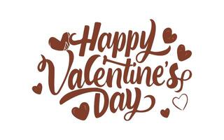 gelukkig Valentijnsdag dag belettering typografie met harten vector sjabloon. getrokken tekst voor kaart, banier, poster ontwerp