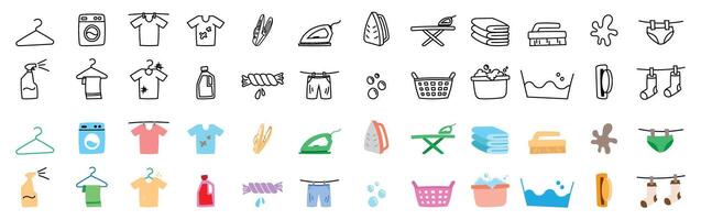 wasserij tekening icoon symbool bundel vaag hand- tekening schoonmaak het wassen kleren vector