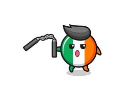 cartoon van de vlag van Ierland met nunchaku vector