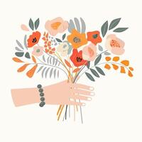 illustratie met hand- en bloemen vector