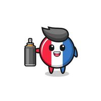 de schattige vlag van frankrijk als een graffiti-bommenwerper vector