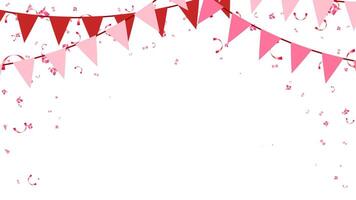 valentijn, verjaardag, partij, verjaardag, vakantie decoratie elementen vlaggedoek papier vlaggen en confetti roze vector