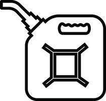 jerrycan, bus icoon in lijn stijl pictogram geïsoleerd Aan benzine, benzine, brandstof of olie kan symbool. zwart diesel plastic leeg water bus vector voor appjes, website