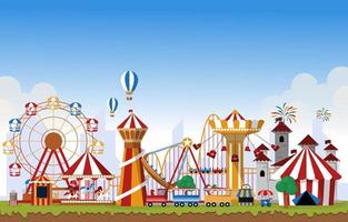 pretpark rijdt kermis carnaval platte vectorillustratie vector