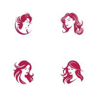 vector reeks van verschillend vrouw pictogrammen in modieus vlak stijl. roze gekleurde meisje hoofden en gezichten afbeeldingen verzameling Aan wit achtergrond