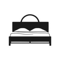 een logo van bed icoon vector bed tijd zwart silhouet met hoofdkussen ontwerp sjabloon Aan wit achtergrond