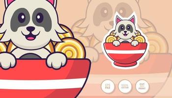 hand getekende illustratie van schattige hond. cartoon karakter concept - stickers vector