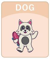 alfabet flashcard met schattige hond stripfiguur. vector