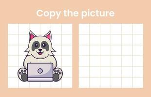kopieer de afbeelding van een schattige hond. educatief spel voor kinderen. cartoon vectorillustratie vector
