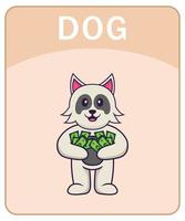 alfabet flashcard met schattige hond stripfiguur. vector